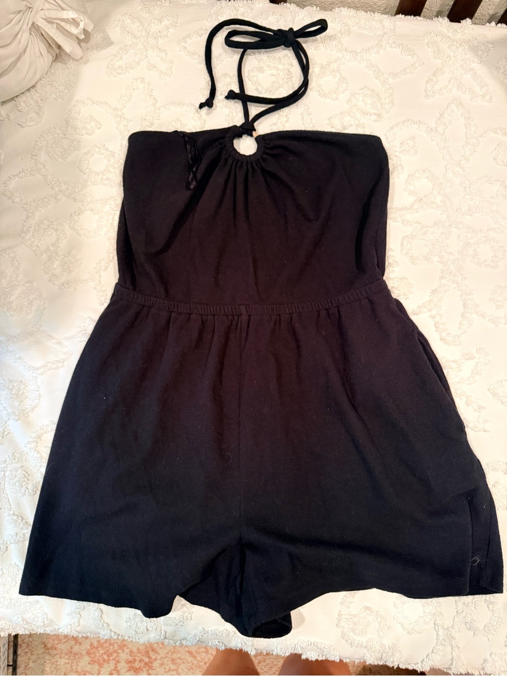 Old Navy Textured O-Ring Halter Romper